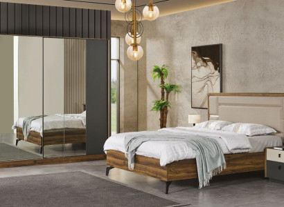 Bed, nightstand, wardrobe 4-piece bedroom set design modern luxury